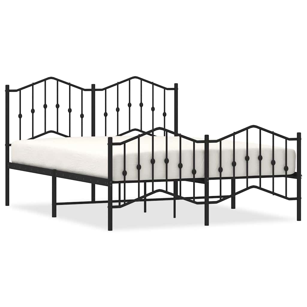 Cadre de lit métal sans matelas avec pied de lit noir 135x190cm - XIOS