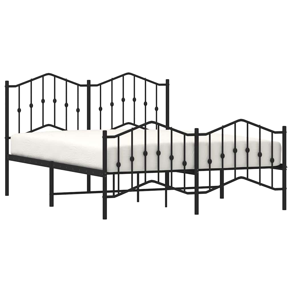 Cadre de lit métal sans matelas avec pied de lit noir 135x190cm - XIOS