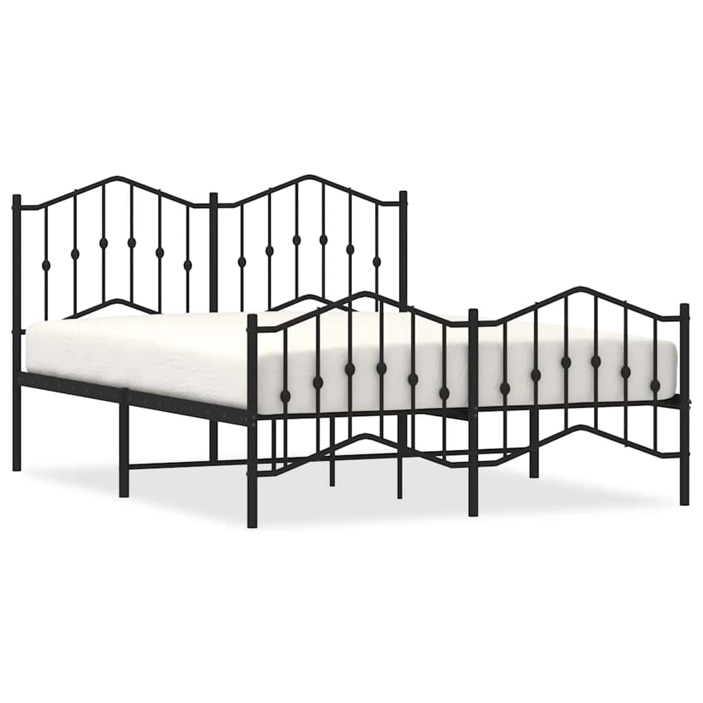 Cadre de lit métal sans matelas avec pied de lit noir 150x200cm - XIOS