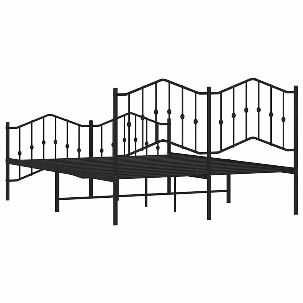 Cadre de lit métal sans matelas avec pied de lit noir 150x200cm - XIOS
