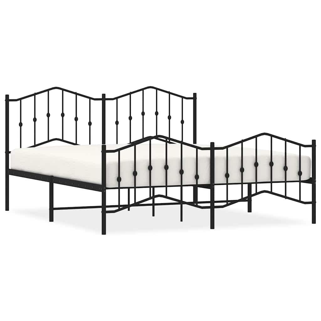 Cadre de lit métal sans matelas avec pied de lit noir 183x213cm - XIOS