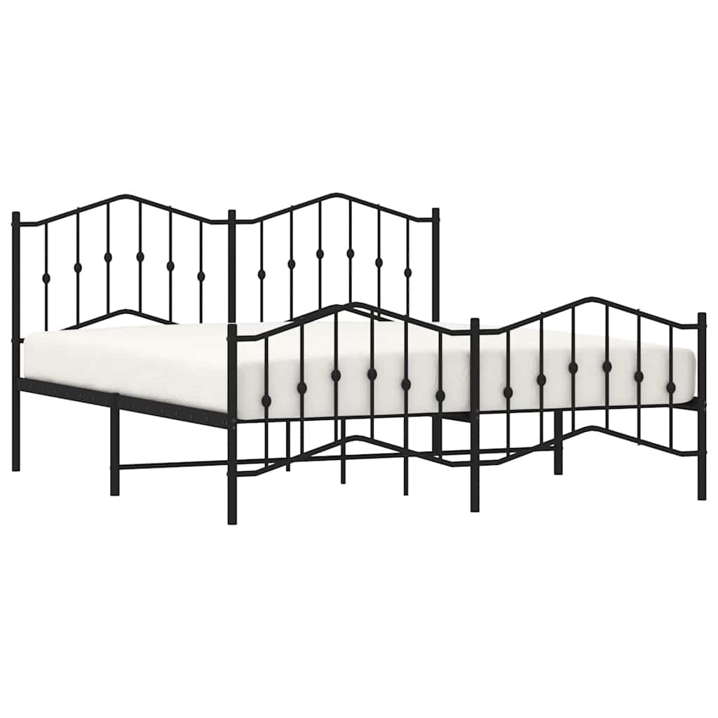 Cadre de lit métal sans matelas avec pied de lit noir 183x213cm - XIOS
