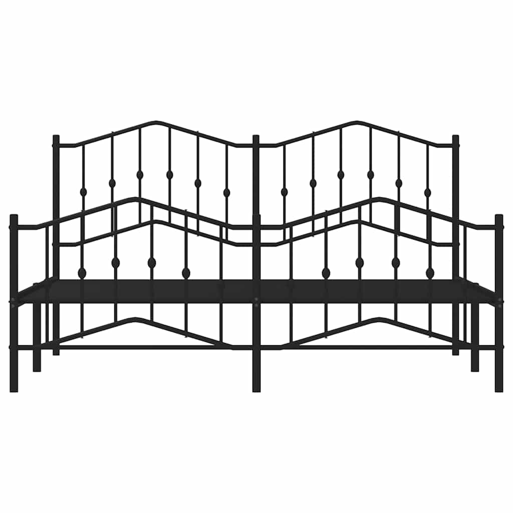 Cadre de lit métal sans matelas avec pied de lit noir 183x213cm - XIOS