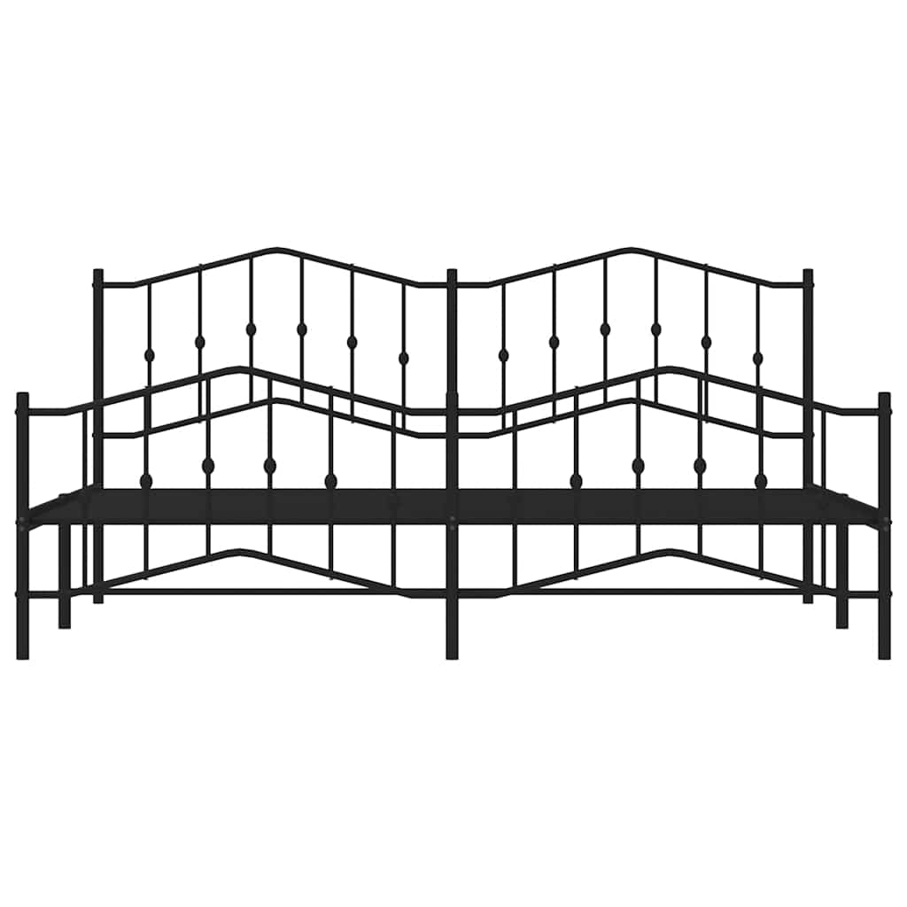 Cadre de lit métal sans matelas avec pied de lit noir 193x203cm - XIOS