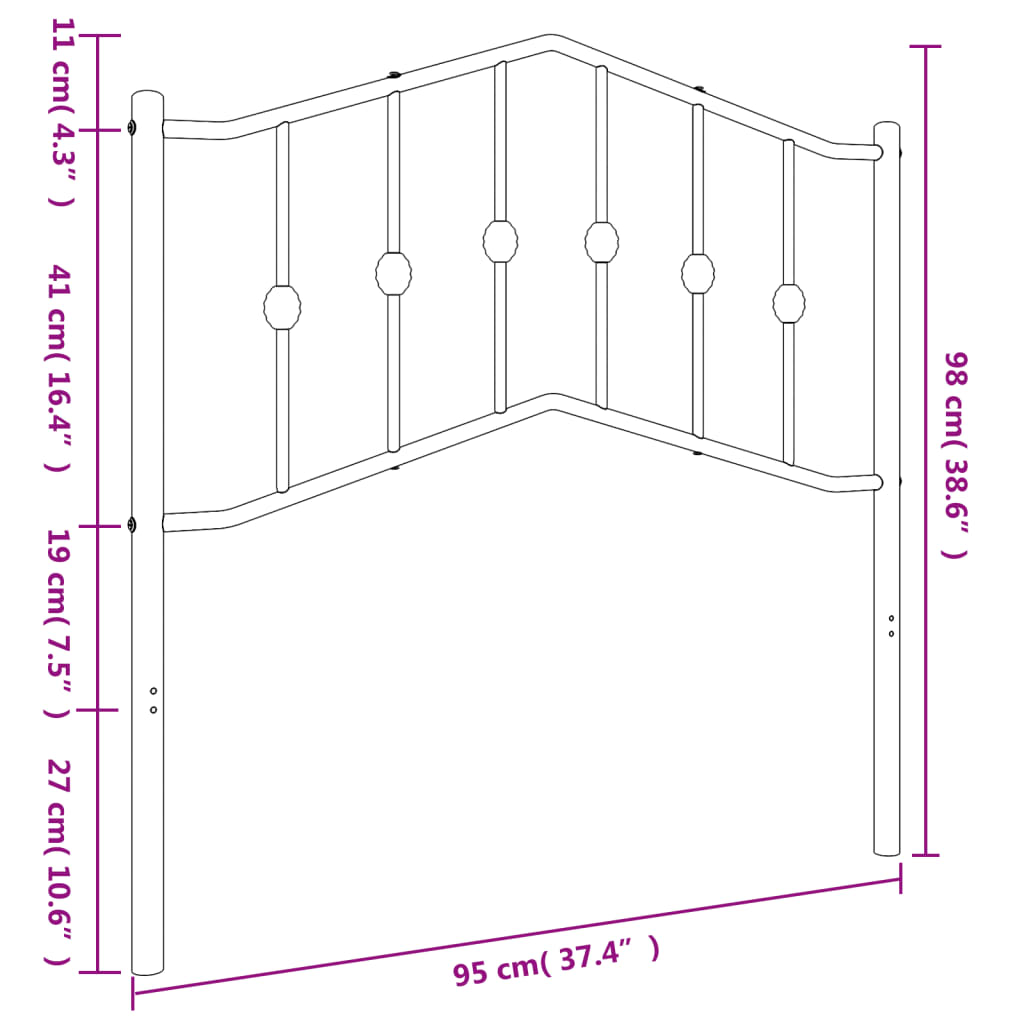 Tête de lit métal noir 90 cm - XIOS