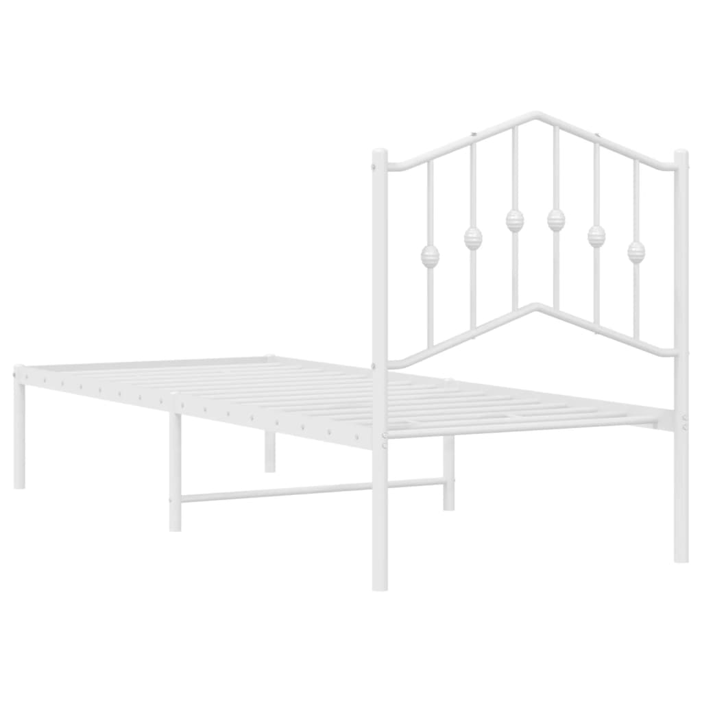 Cadre de lit métal sans matelas avec tête de lit blanc 75x190cm - XIOS