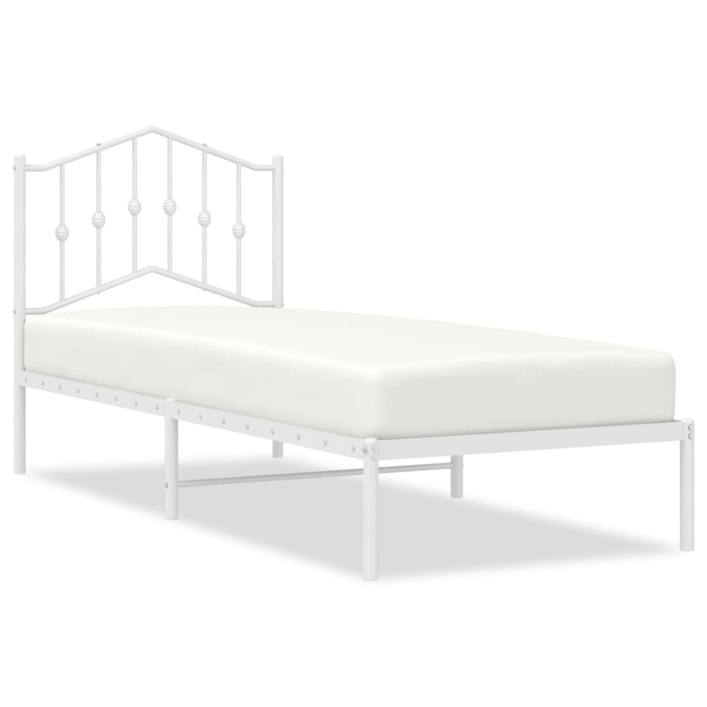 Cadre de lit métal sans matelas avec tête de lit blanc 80x200cm - XIOS
