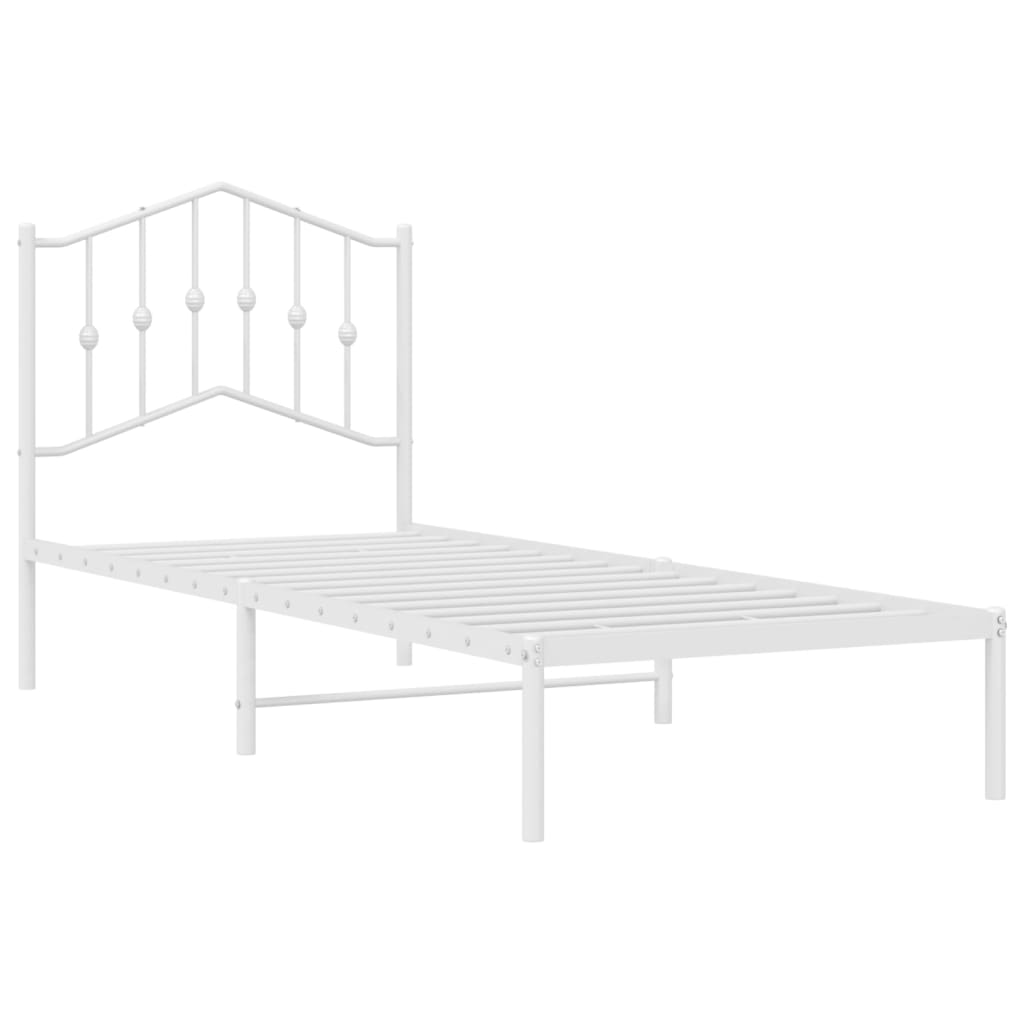 Cadre de lit métal sans matelas avec tête de lit blanc 80x200cm - XIOS