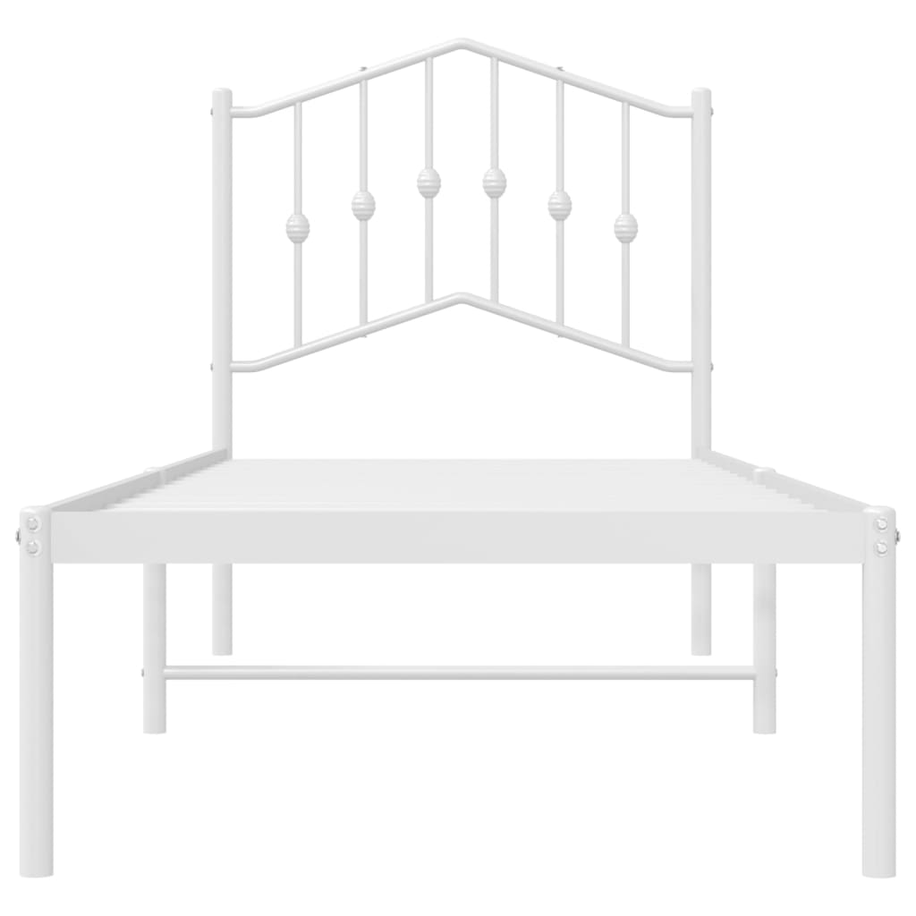 Cadre de lit métal sans matelas avec tête de lit blanc 80x200cm - XIOS
