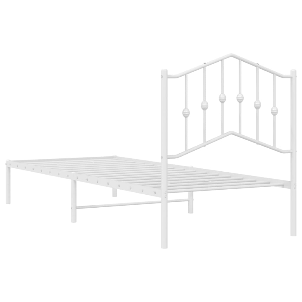 Cadre de lit métal sans matelas avec tête de lit blanc 80x200cm - XIOS