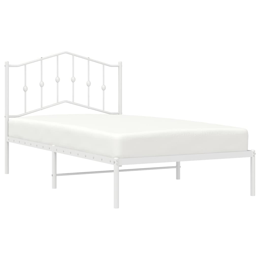 Cadre de lit métal sans matelas et tête de lit blanc 100x190 cm - XIOS
