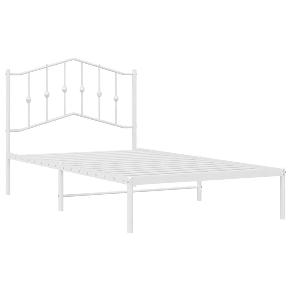 Cadre de lit métal sans matelas et tête de lit blanc 100x190 cm - XIOS