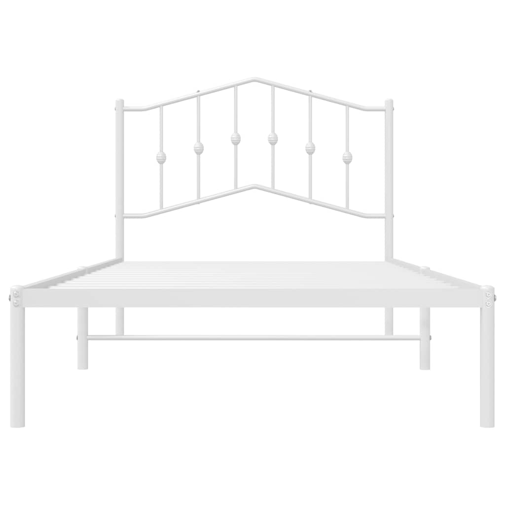 Cadre de lit métal sans matelas et tête de lit blanc 100x190 cm - XIOS