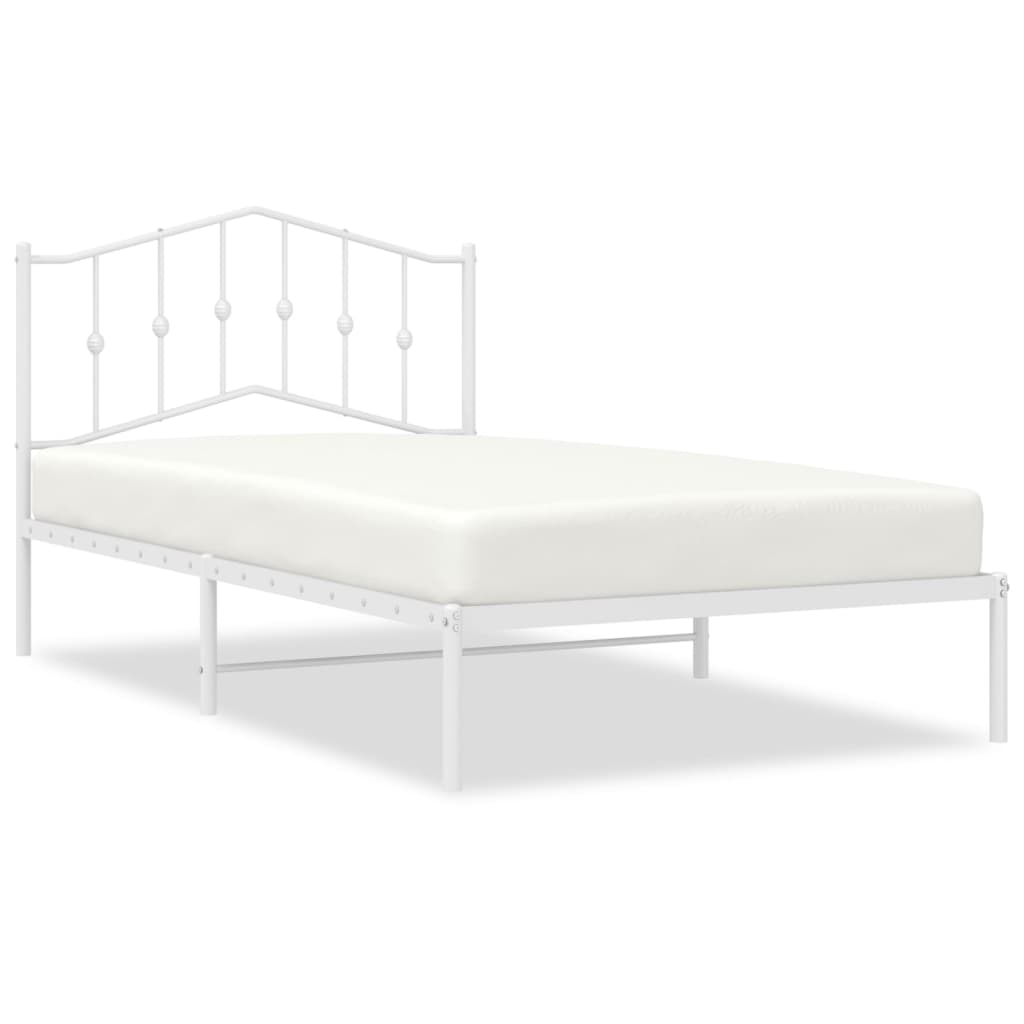 Cadre de lit métal sans matelas et tête de lit blanc 107x203 cm - XIOS