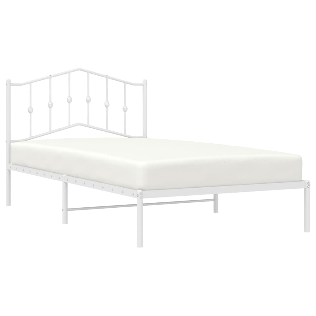 Cadre de lit métal sans matelas et tête de lit blanc 107x203 cm - XIOS
