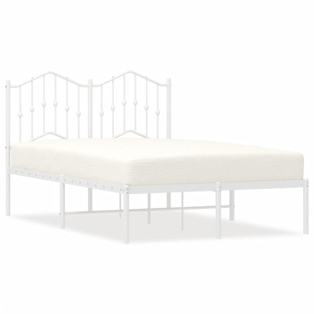 Cadre de lit métal sans matelas et tête de lit blanc 120x190 cm - XIOS