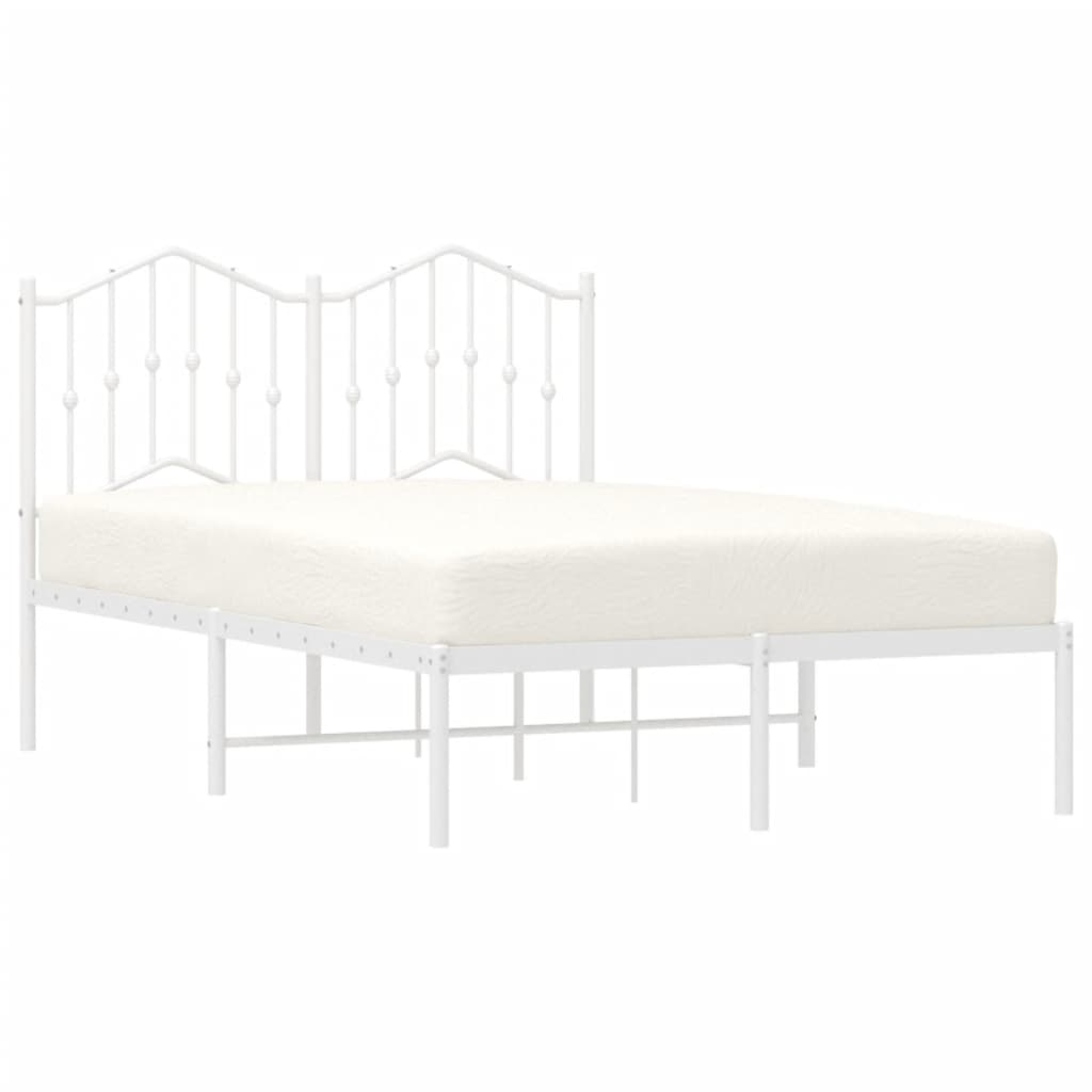 Cadre de lit métal sans matelas et tête de lit blanc 120x190 cm - XIOS