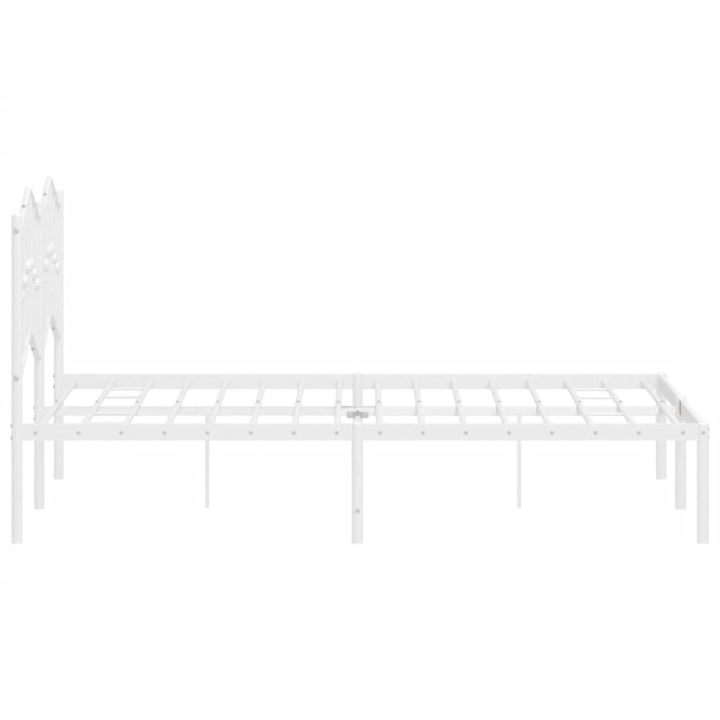 Cadre de lit métal sans matelas et tête de lit blanc 120x190 cm - XIOS