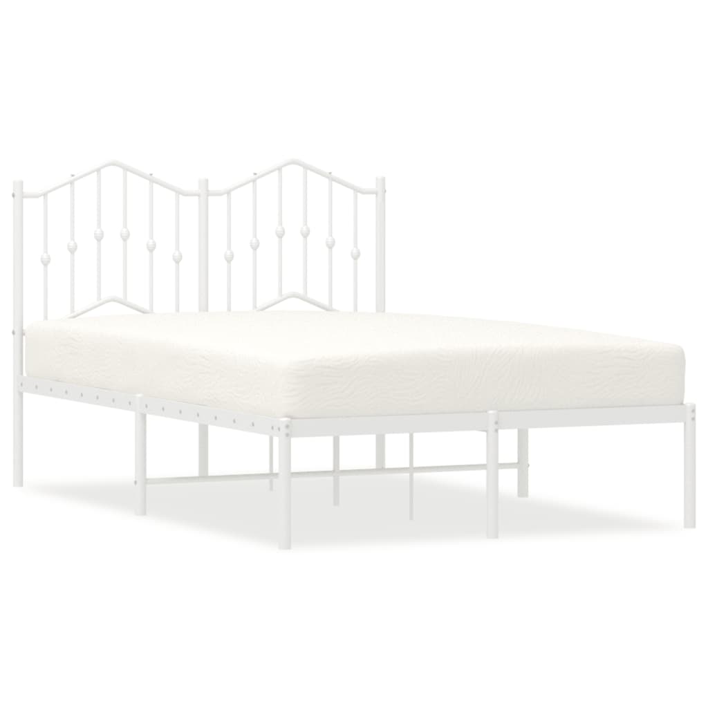 Cadre de lit métal sans matelas et tête de lit blanc 120x200 cm