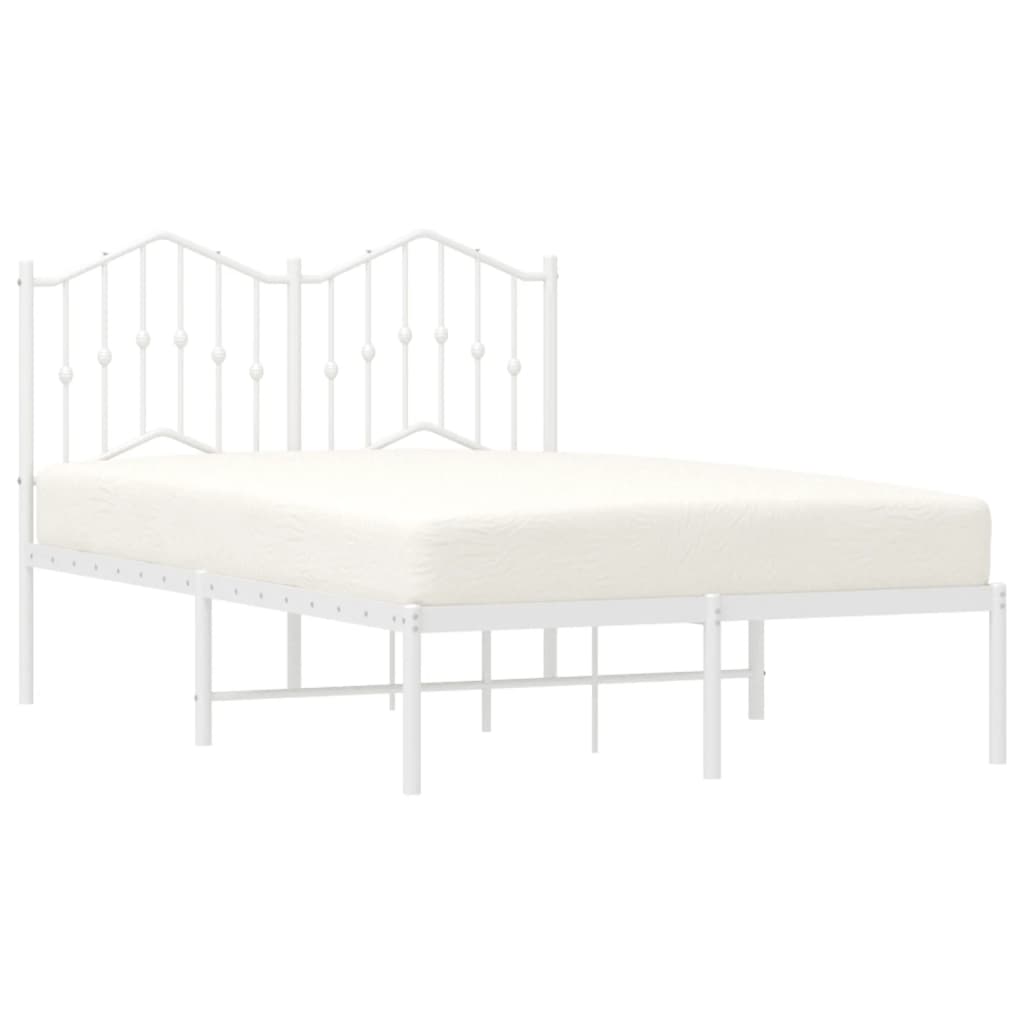 Cadre de lit métal sans matelas et tête de lit blanc 120x200 cm