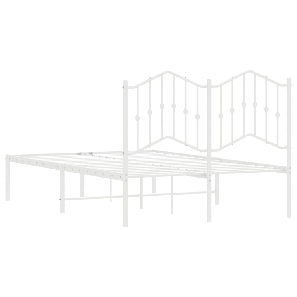 Cadre de lit métal sans matelas et tête de lit blanc 120x200 cm