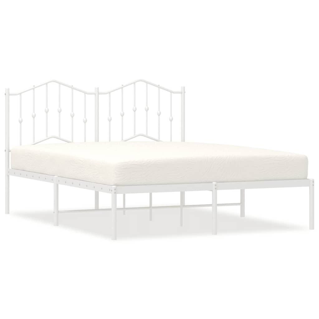 Cadre de lit métal sans matelas et tête de lit blanc 135x190 cm - XIOS