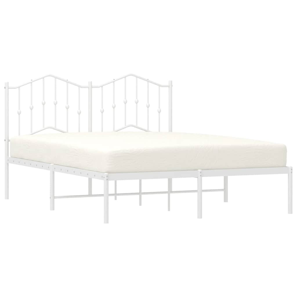 Cadre de lit métal sans matelas et tête de lit blanc 135x190 cm - XIOS
