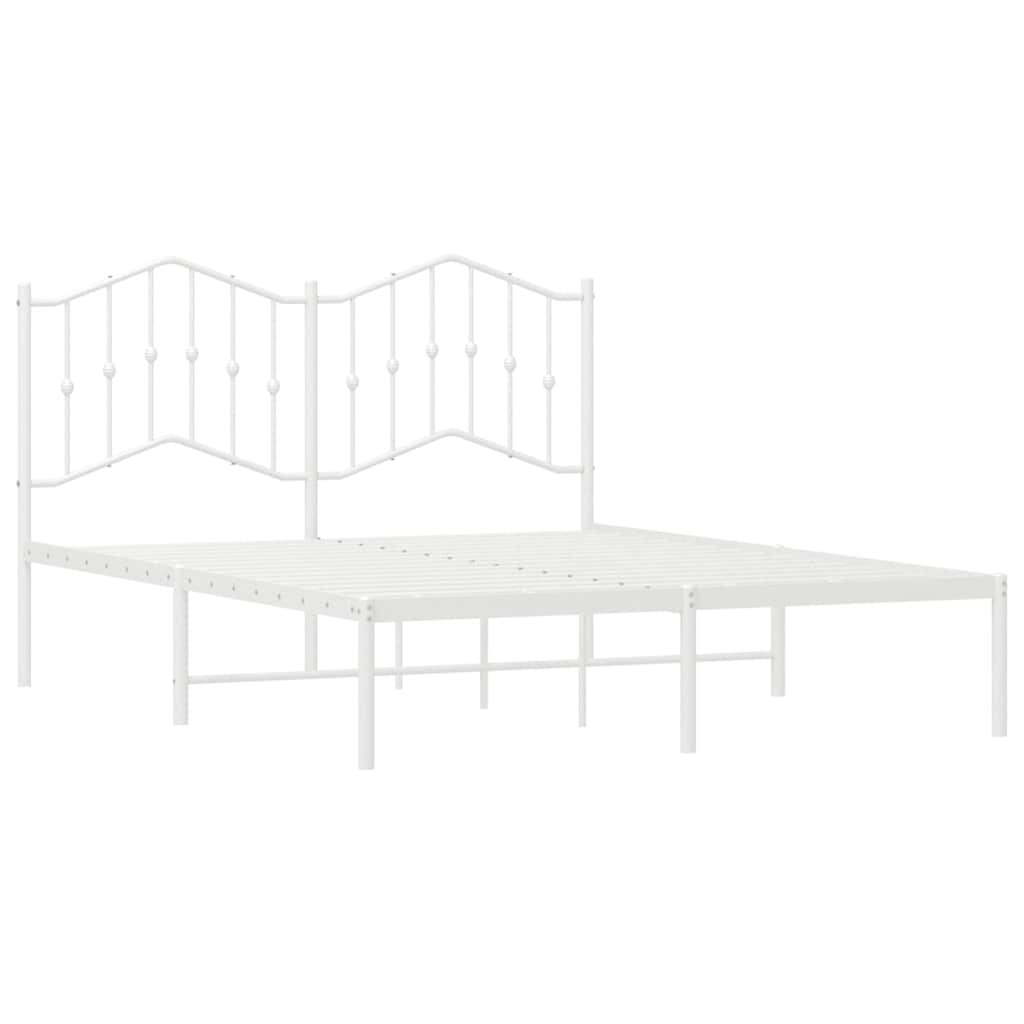 Cadre de lit métal sans matelas et tête de lit blanc 135x190 cm - XIOS