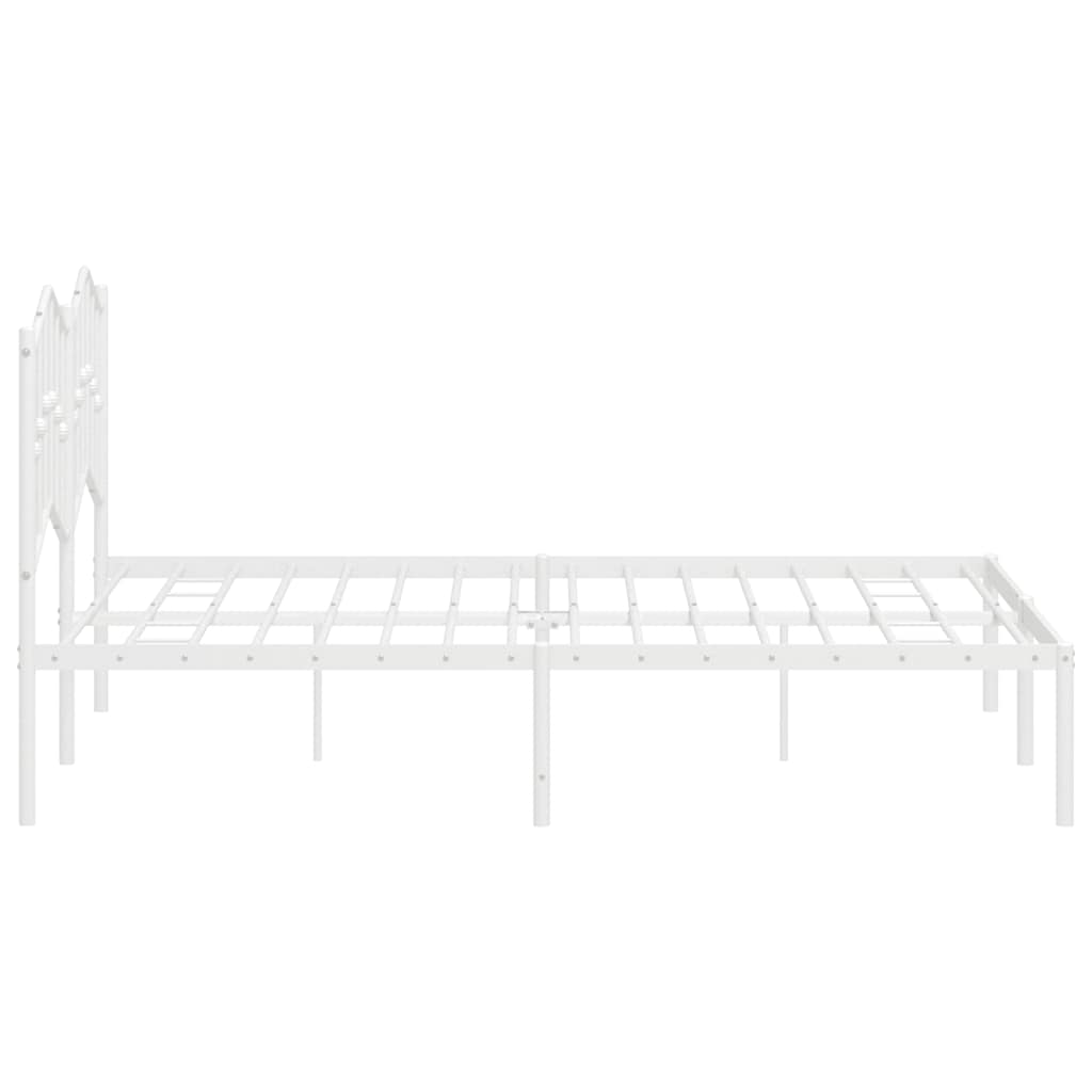 Cadre de lit métal sans matelas et tête de lit blanc 135x190 cm - XIOS