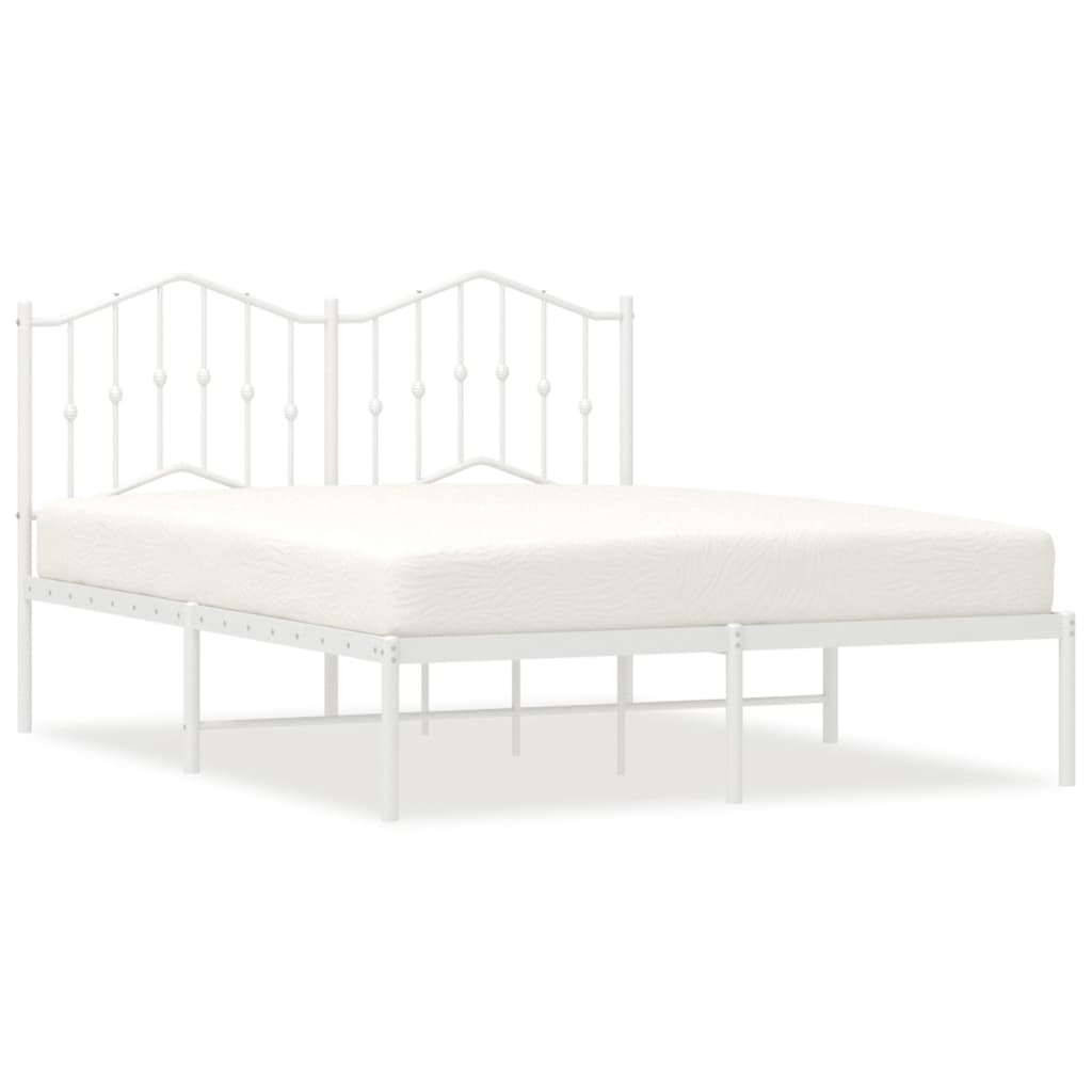 Cadre de lit métal sans matelas et tête de lit blanc 140x190 cm - XIOS