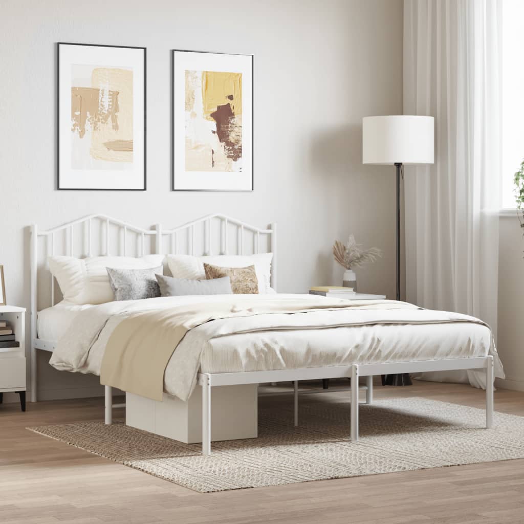 Cadre de lit métal sans matelas et tête de lit blanc 140x190 cm - XIOS