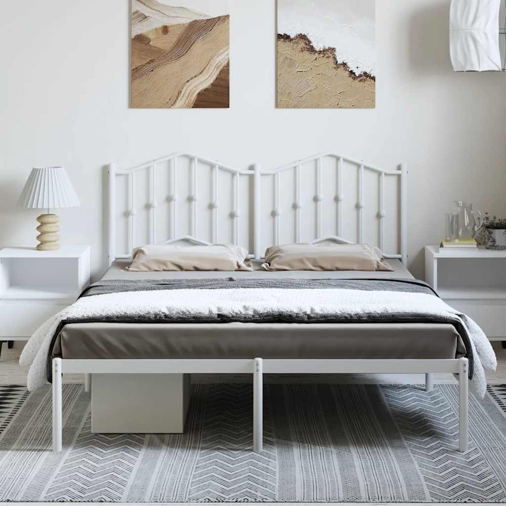 Cadre de lit métal sans matelas et tête de lit blanc 150x200 cm - XIOS