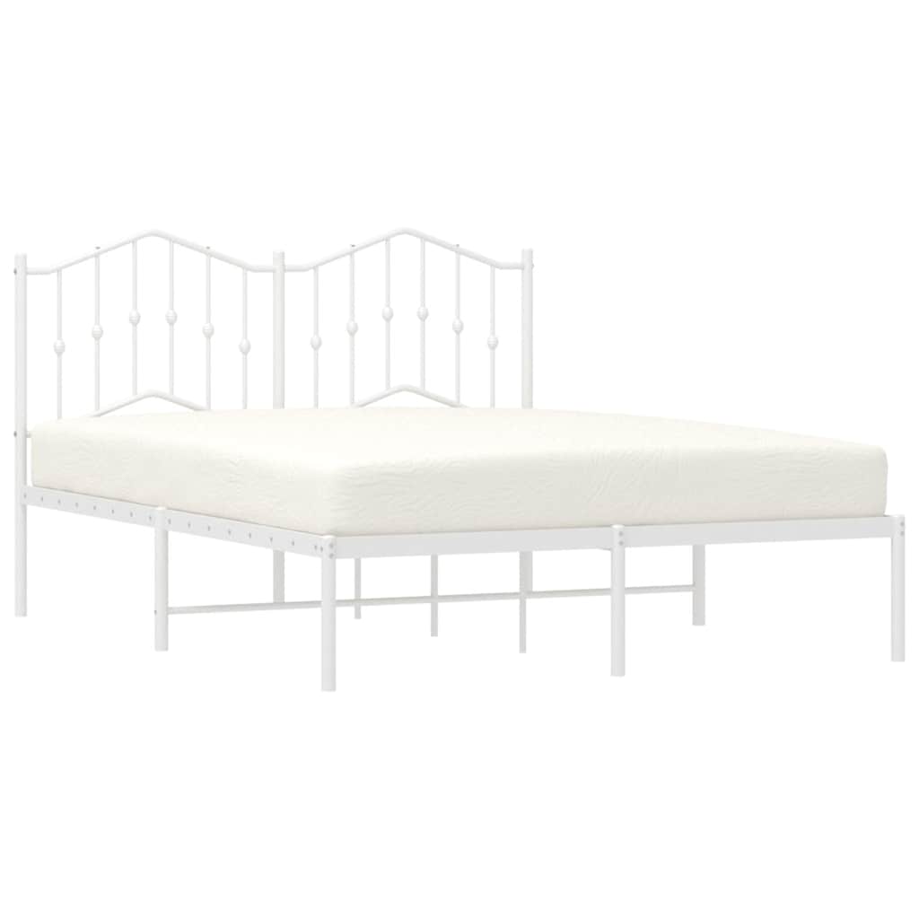 Cadre de lit métal sans matelas et tête de lit blanc 150x200 cm - XIOS