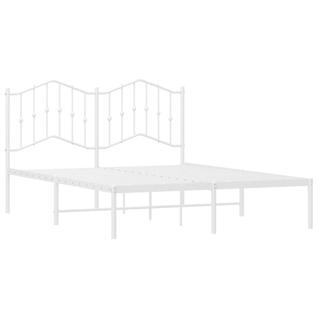 Cadre de lit métal sans matelas et tête de lit blanc 150x200 cm - XIOS