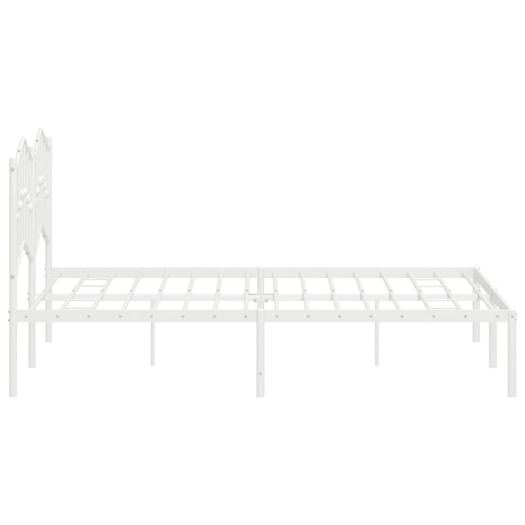 Cadre de lit métal sans matelas et tête de lit blanc 150x200 cm - XIOS