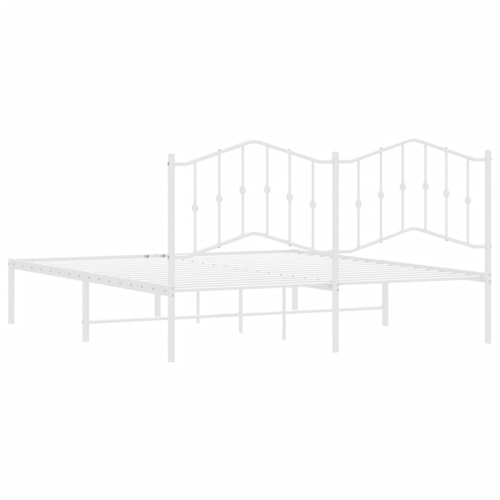 Cadre de lit métal sans matelas et tête de lit blanc 160x200 cm - XIOS