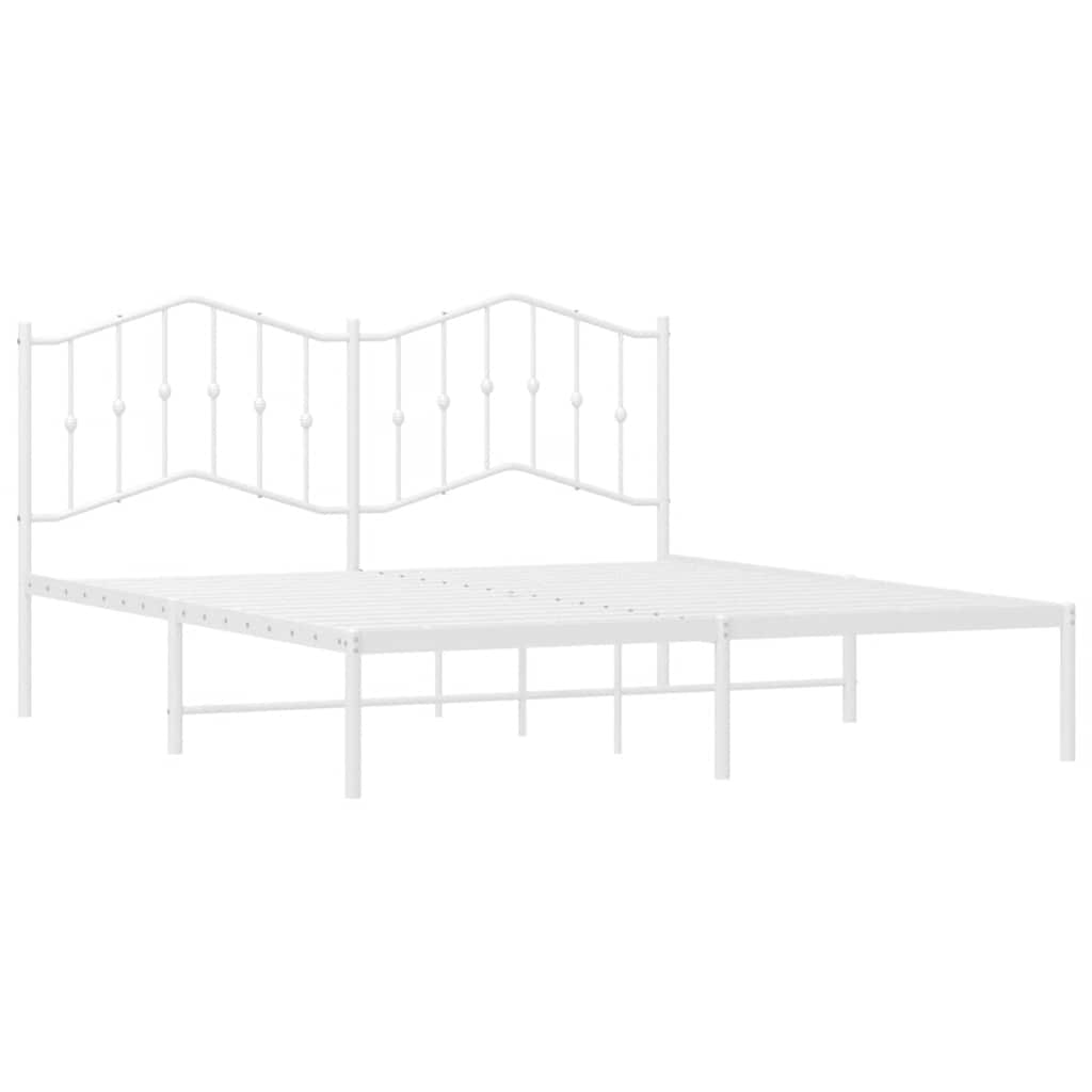 Cadre de lit métal sans matelas et tête de lit blanc 180x200 cm - XIOS