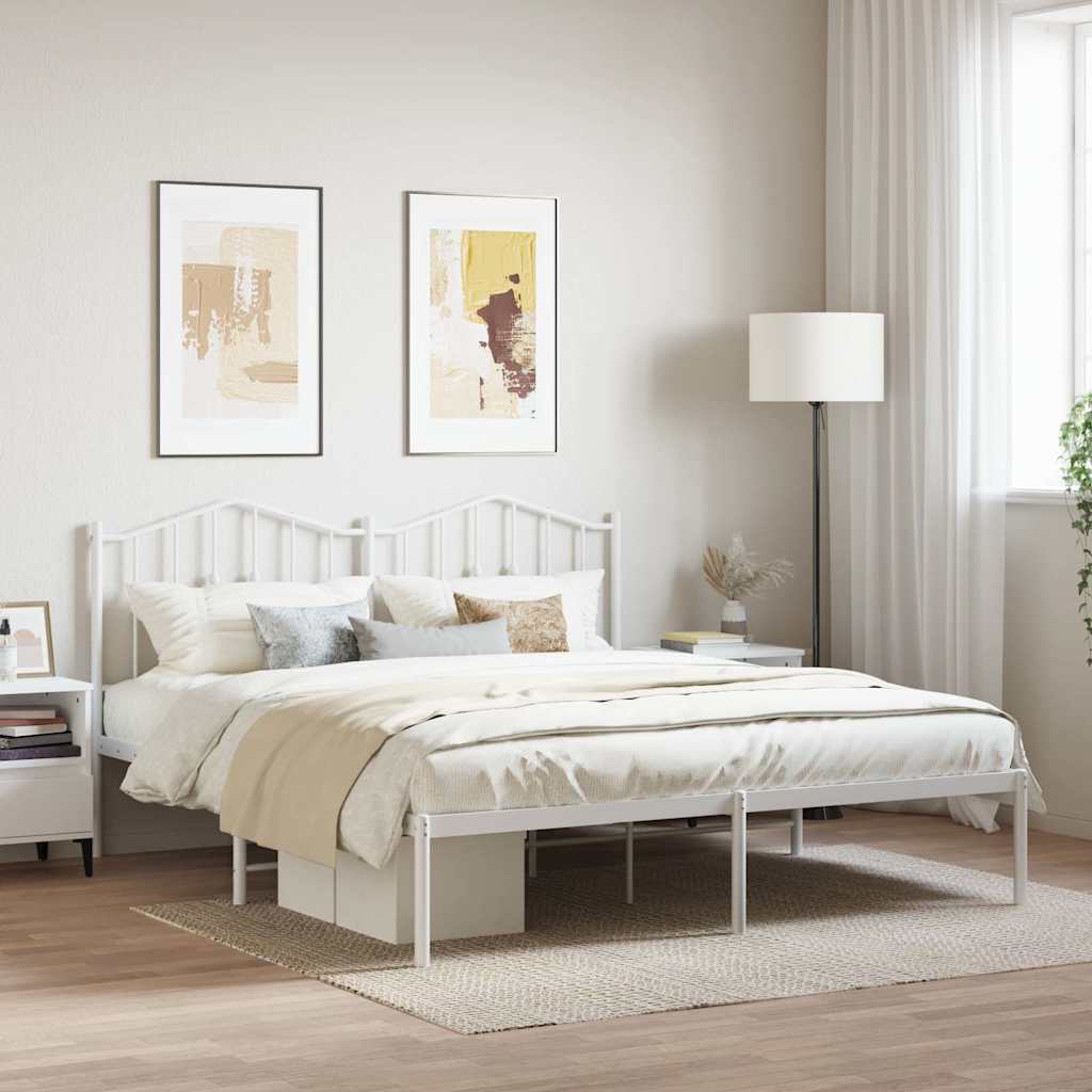 Cadre de lit métal sans matelas et tête de lit blanc 180x200 cm - XIOS