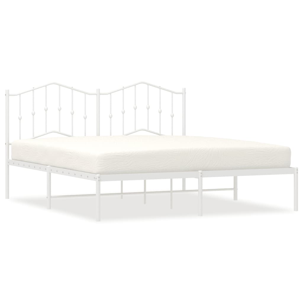 Cadre de lit métal sans matelas et tête de lit blanc 183x213 cm - XIOS