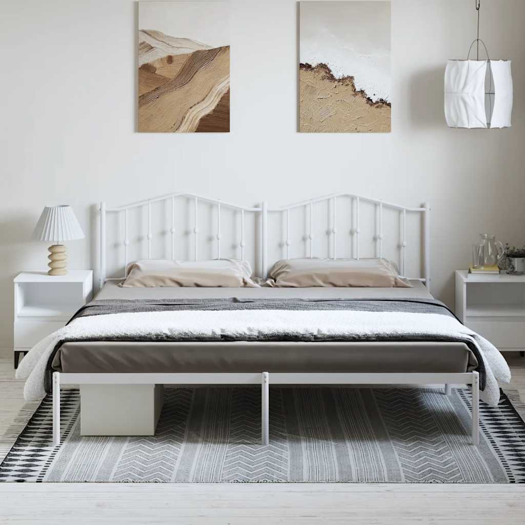 Cadre de lit métal sans matelas et tête de lit blanc 183x213 cm - XIOS