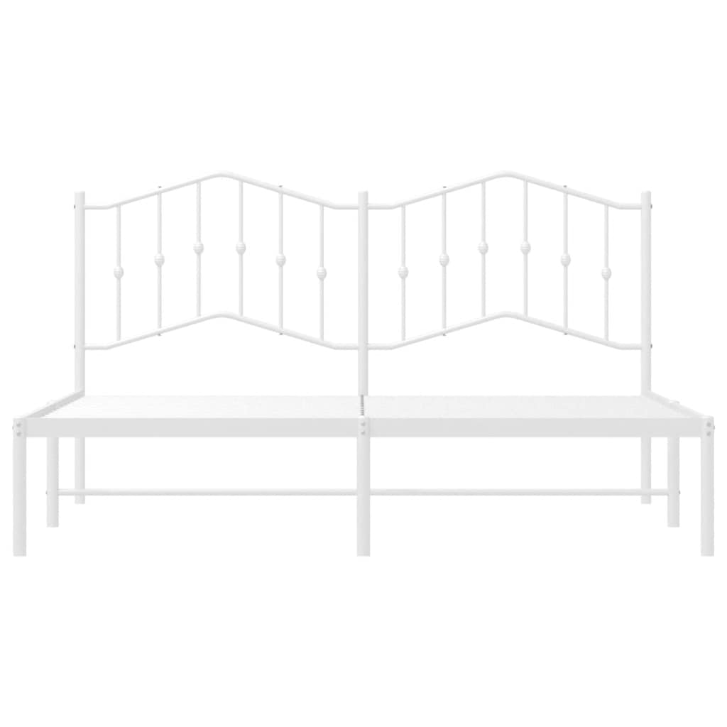 Cadre de lit métal sans matelas et tête de lit blanc 183x213 cm - XIOS