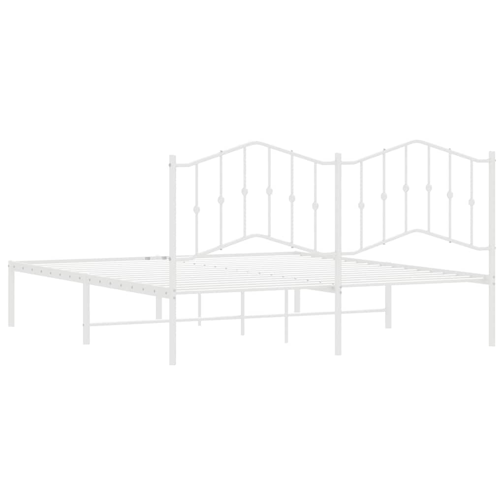 Cadre de lit métal sans matelas et tête de lit blanc 183x213 cm - XIOS