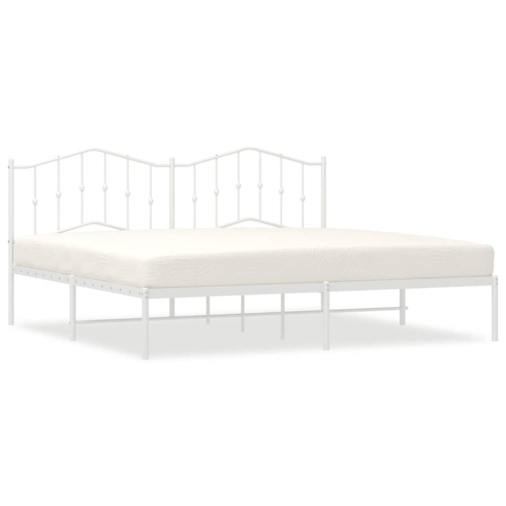 Cadre de lit métal sans matelas et tête de lit blanc 193x203 cm - XIOS