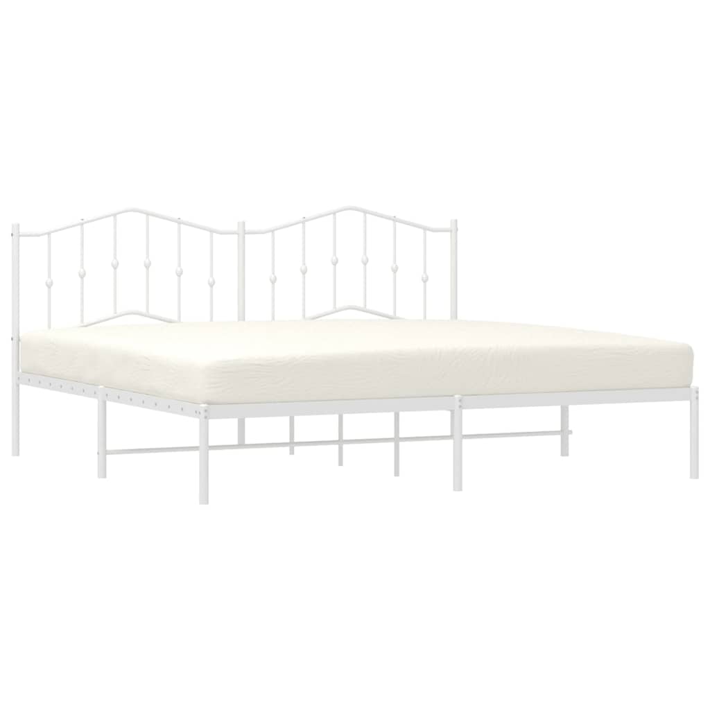 Cadre de lit métal sans matelas et tête de lit blanc 193x203 cm - XIOS