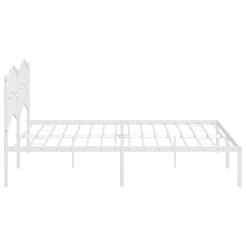 Cadre de lit métal sans matelas et tête de lit blanc 193x203 cm - XIOS
