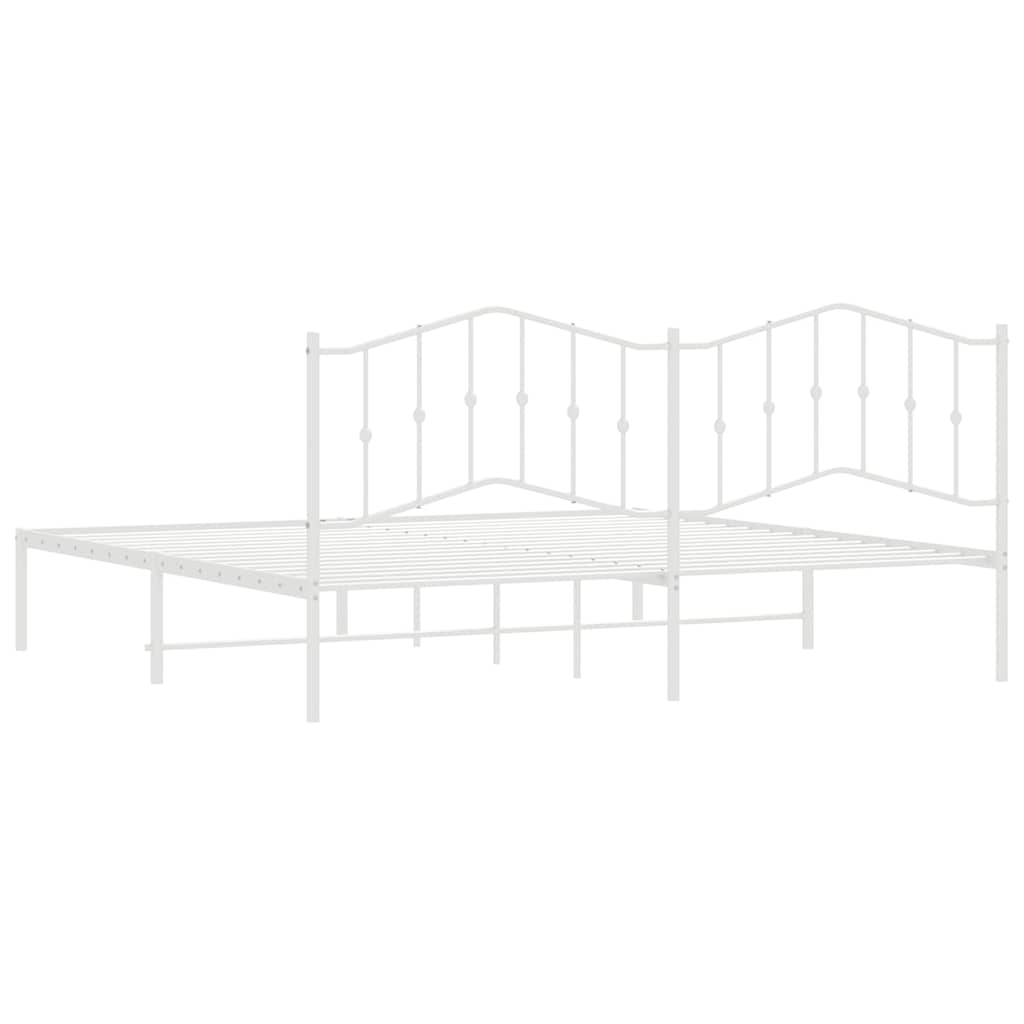 Cadre de lit métal sans matelas et tête de lit blanc 193x203 cm - XIOS