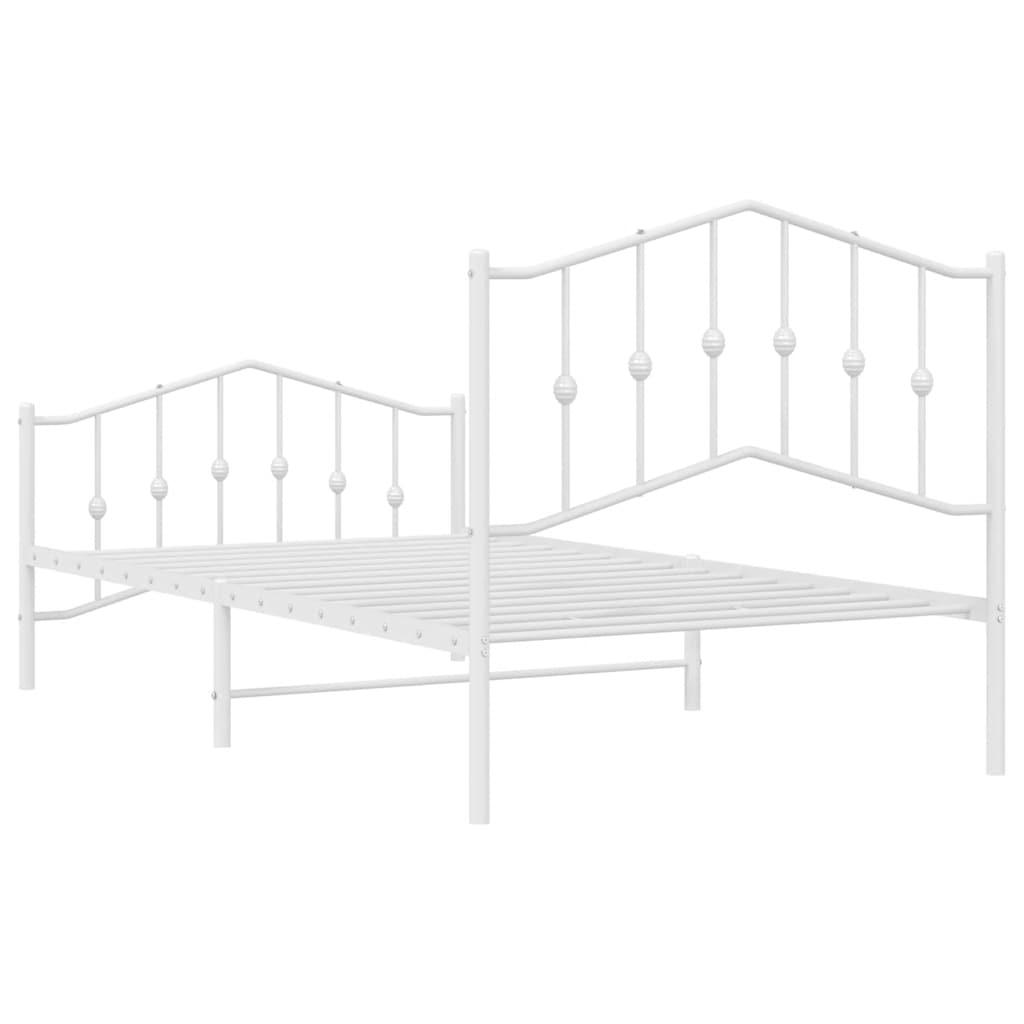 Cadre de lit métal sans matelas et pied de lit blanc 100x190 cm - XIOS