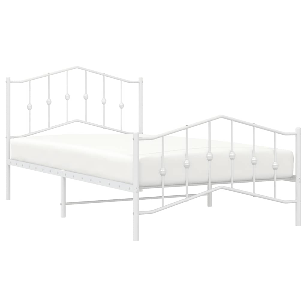 Cadre de lit métal sans matelas et pied de lit blanc 100x200 cm - XIOS