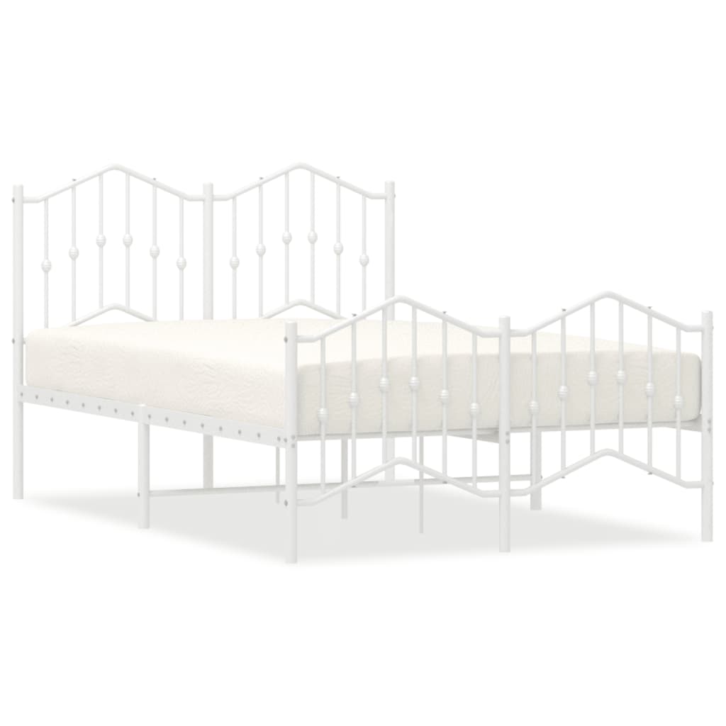 Cadre de lit métal sans matelas et pied de lit blanc 120x190 cm - XIOS