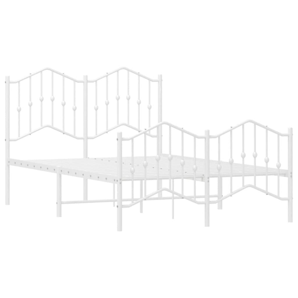 Cadre de lit métal sans matelas et pied de lit blanc 120x190 cm - XIOS